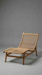 Woven chair on a gray background