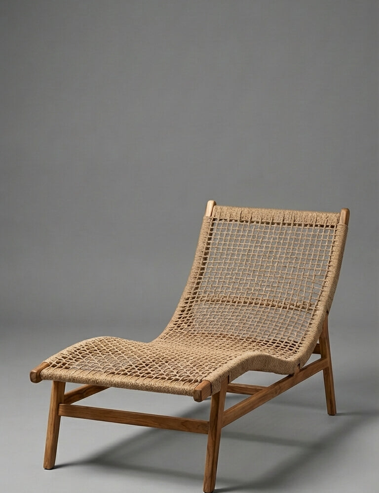 Woven chair on a gray background