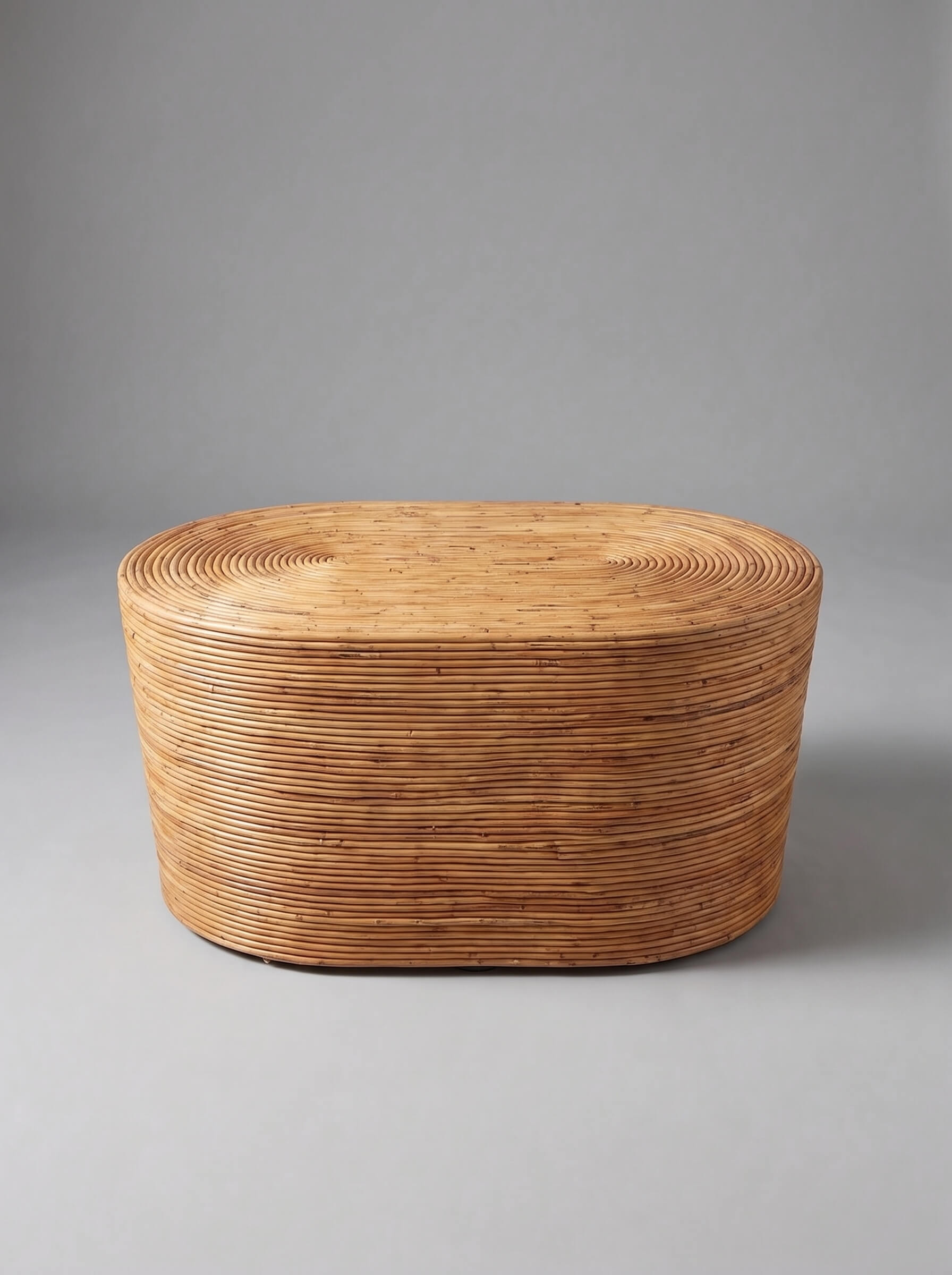 Handwoven rattan table with natural woven texture