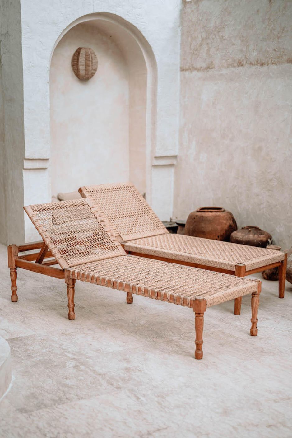 Pamela Teak Wood Sun Lounger for Garden, Terrace, or Spa – Adjustable Backrest, Comfortable Outdoor Relaxation Chair