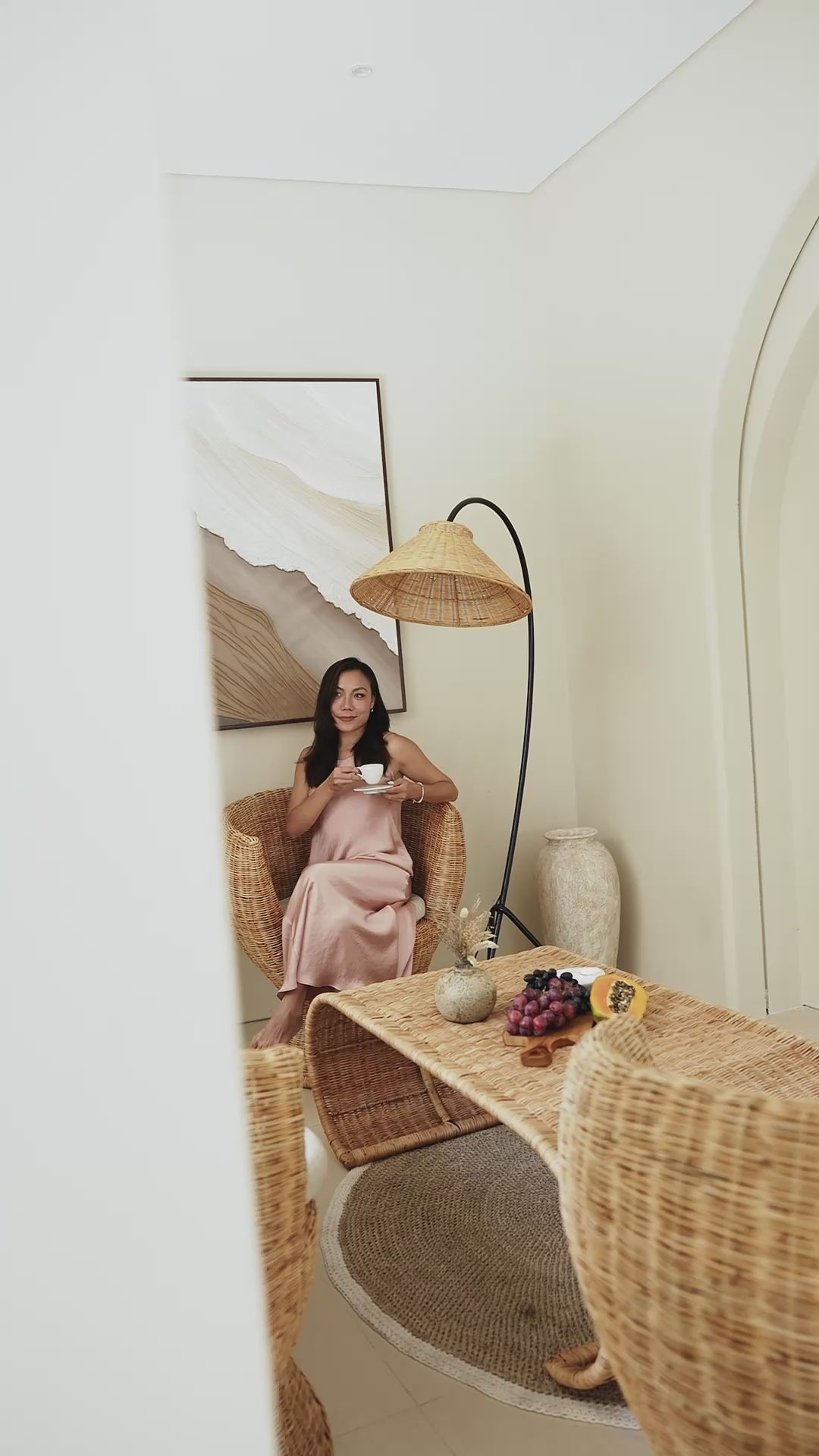 Aruba Rattan Shade Floor Lamp