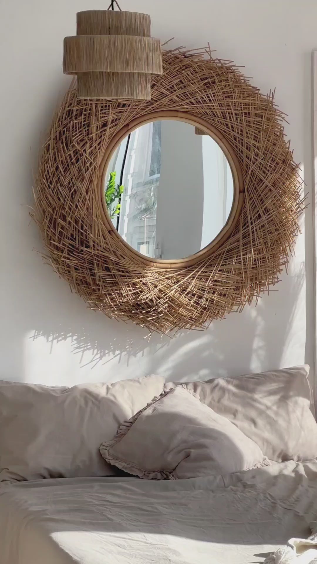 Star Rattan Mirror