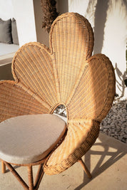 Close-up detail of rattan weave on chair
