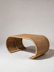 Sculptural rattan coffee table for modern living room