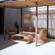 Rattan side table with organic modern style
