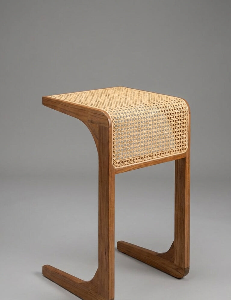 Handcrafted teak wood table with natural character
