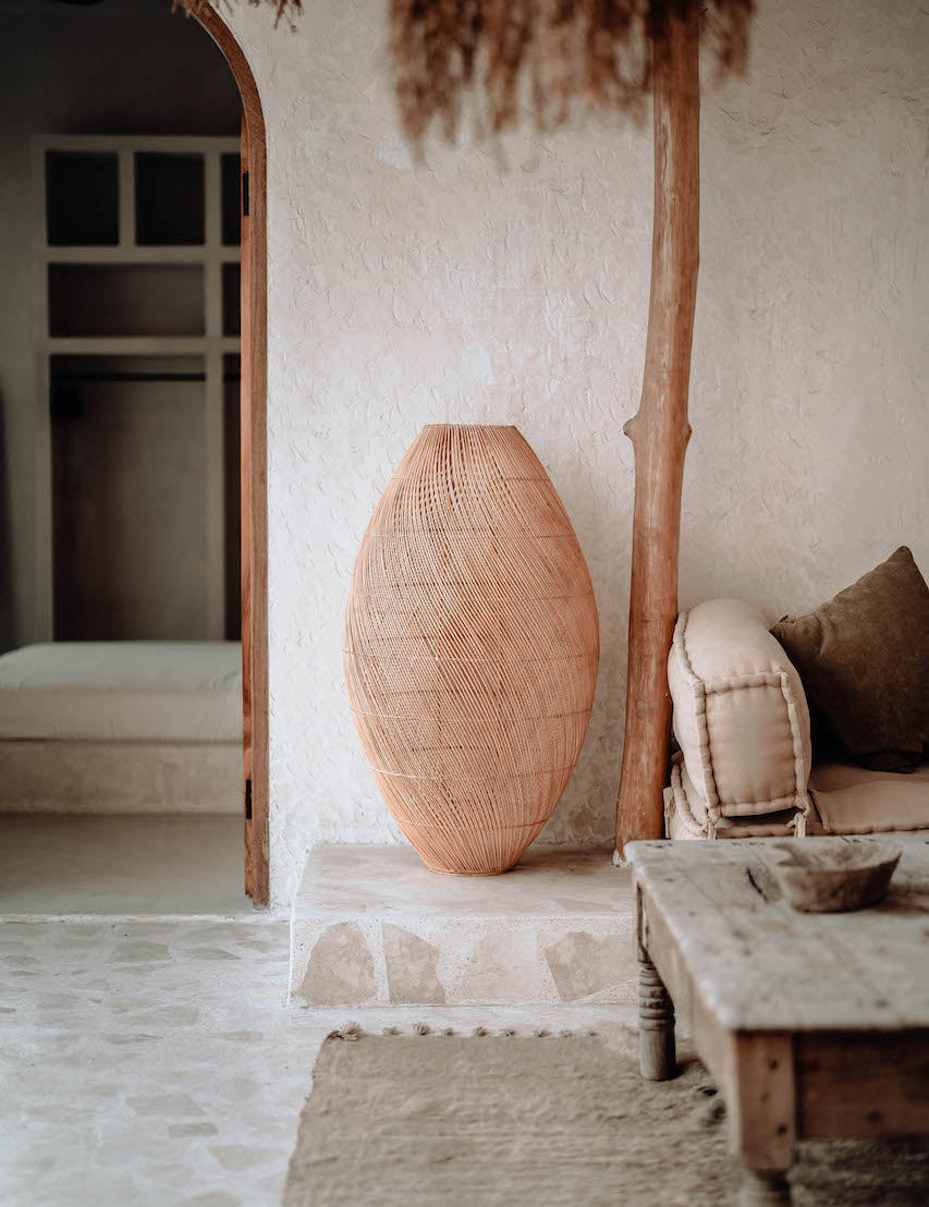 boho style rattan lamp for bedroom decor
