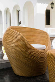 Handmade rattan armchair natural with boho style, perfect for cozy living spaces