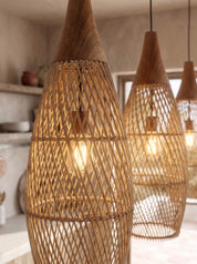
rattan bedside lamp for warm interior lighting