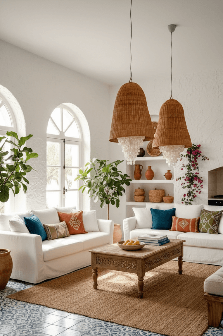 rattan bedside lamp with natural woven texture
