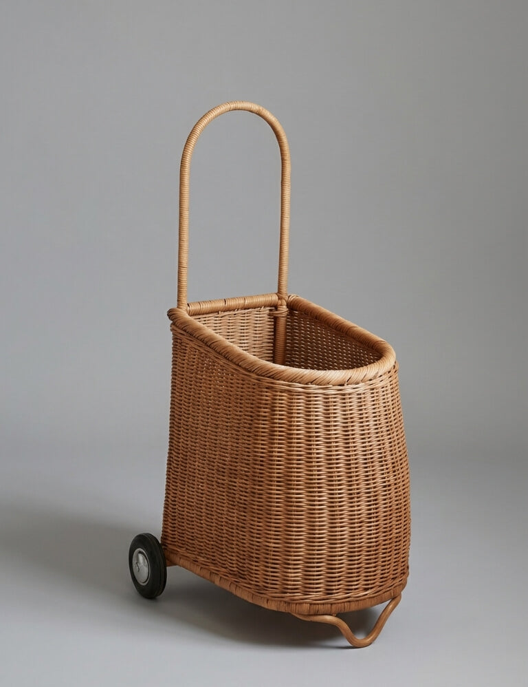 wicker storage cart basket for home organization