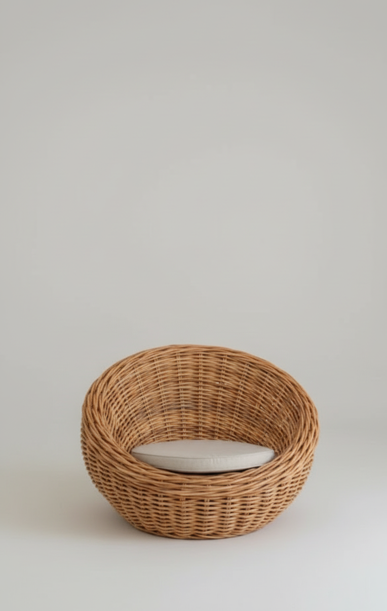 Woven basket on a light gray background