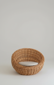 Woven basket on a light gray background