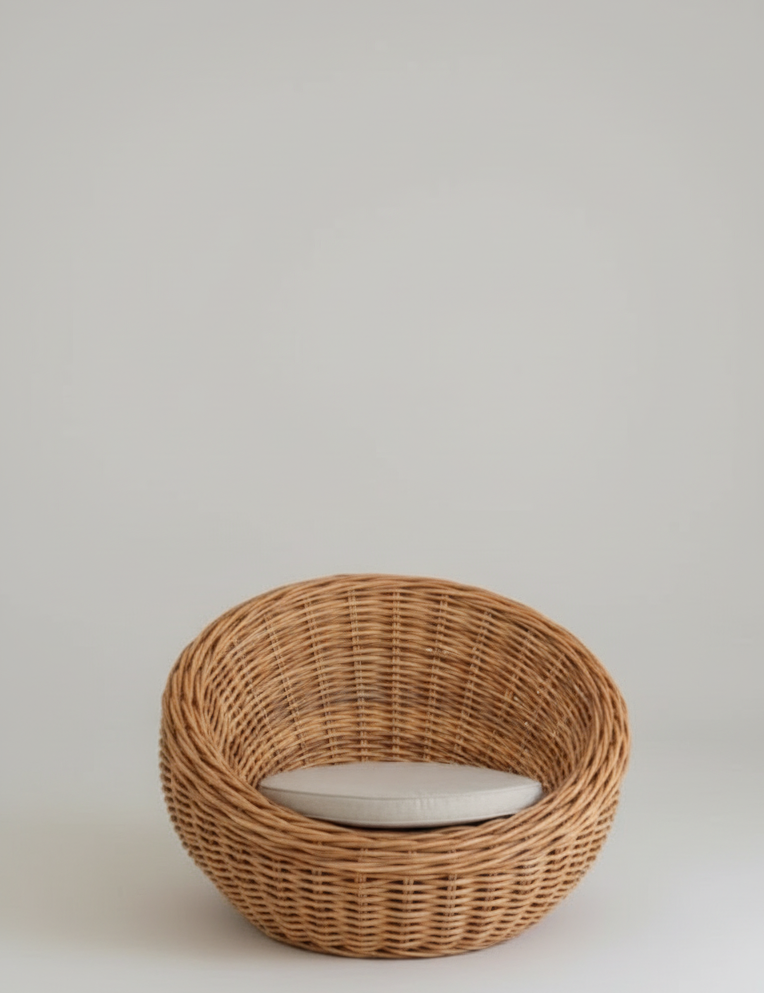 Woven basket on a light gray background