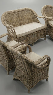 Wicker chairs with cushions for modern interior