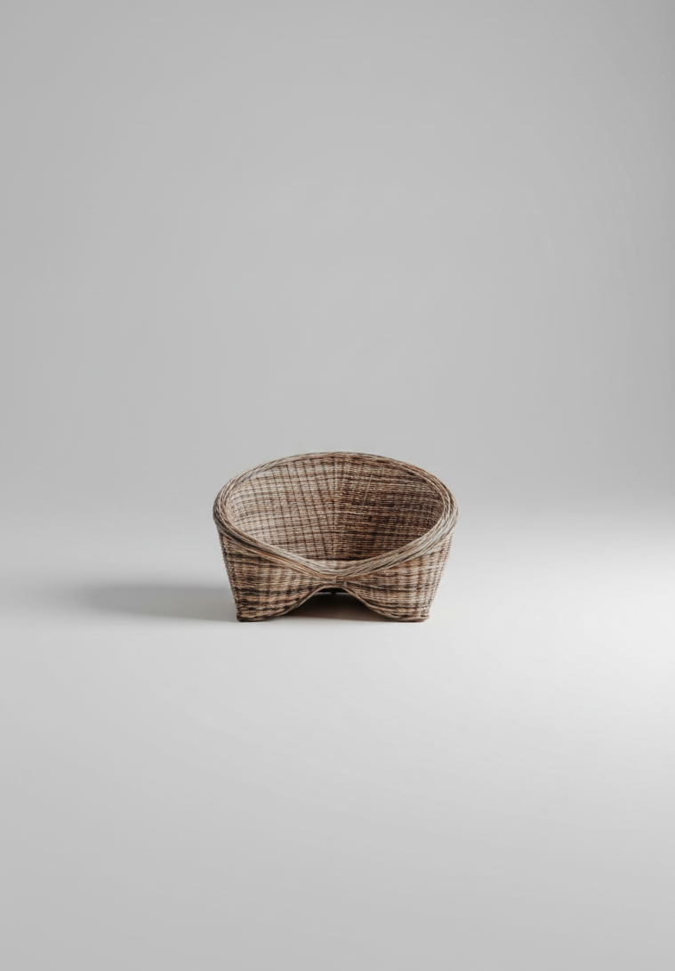 Woven basket on a light gray background