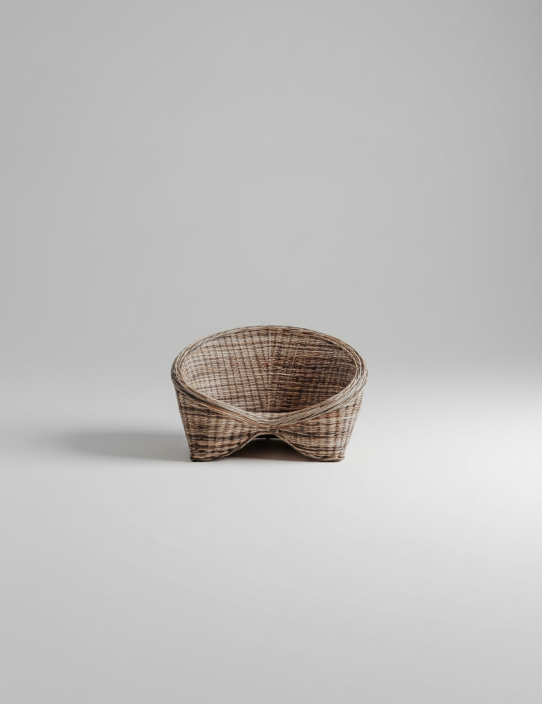 Woven basket on a light gray background