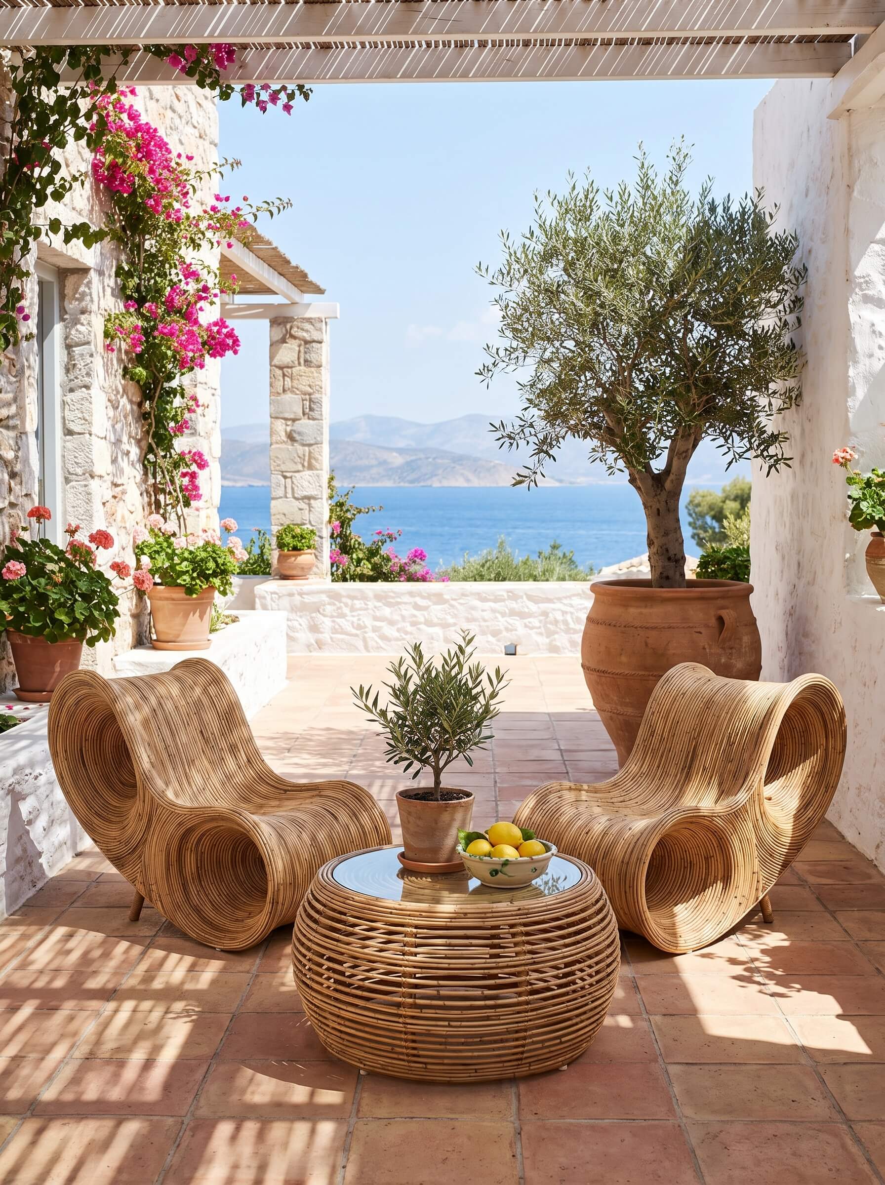Designer rattan relax chair with modern lines