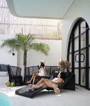 modern patio sunbed lounge with weather resistant rope weaving
