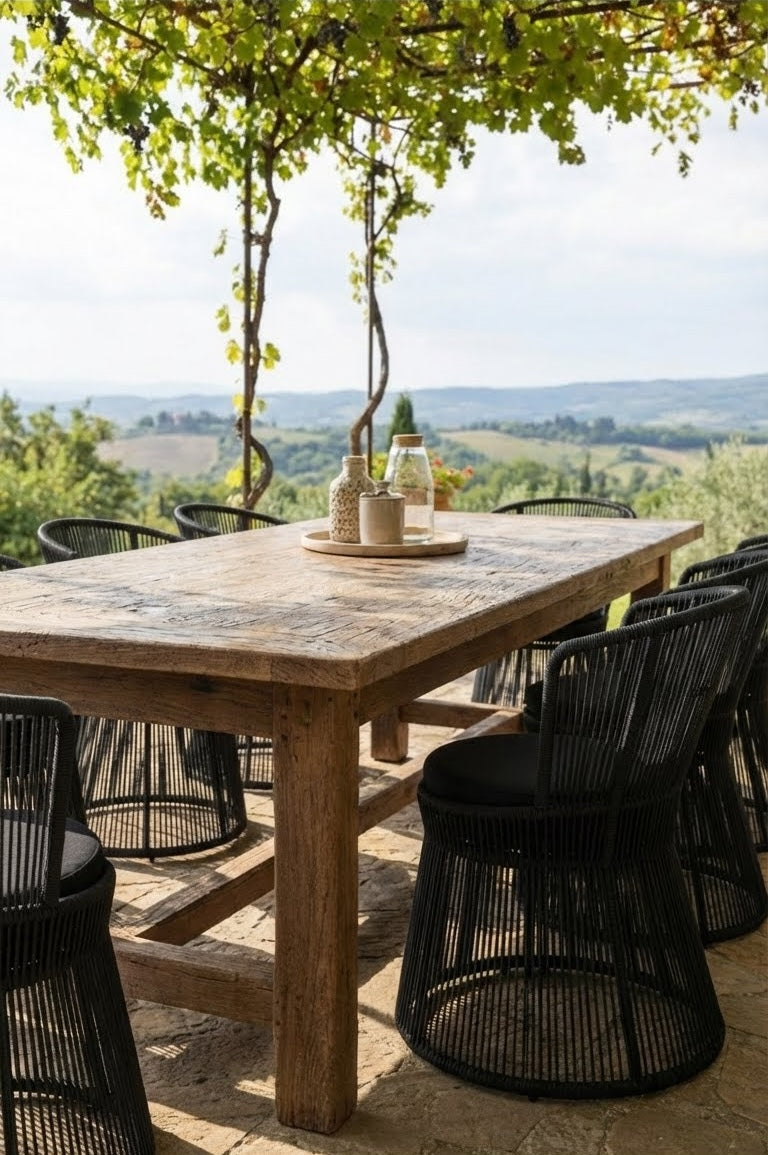 woven rope dining chair for outdoor patios
