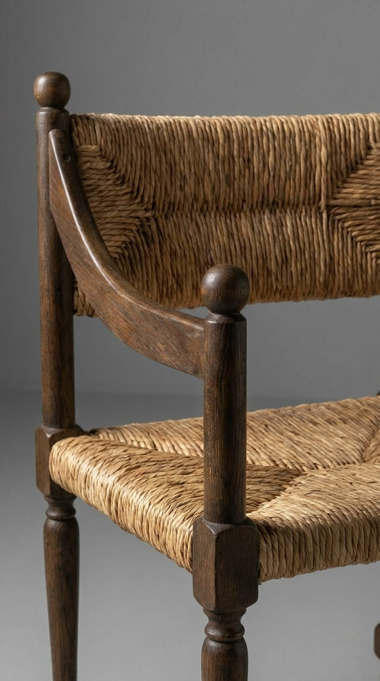 Wooden chair with wicker seat and backrest 