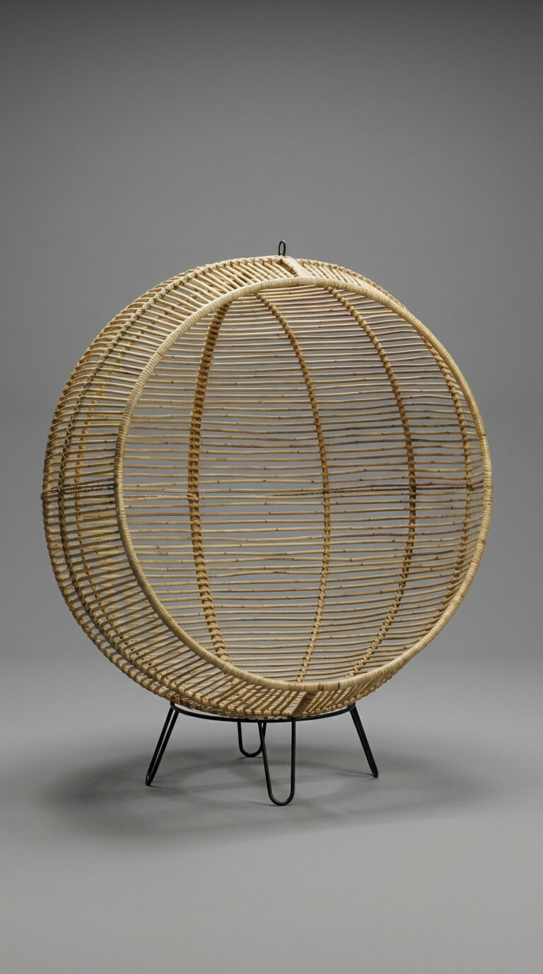 Wicker ROUND chair with metal legs 