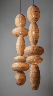 Woven rattan pendant light fixture 