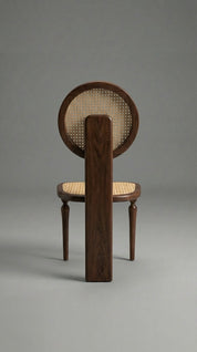 Handcrafted teak wood chair with solid backrest
