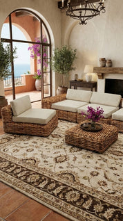 rattan set in a modern living room 