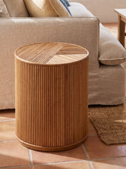 Handwoven rattan mini table with modern shape