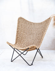 Handcrafted synthetic rope lounge chair front view
