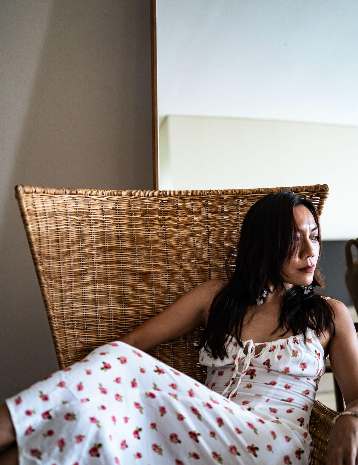 Handcrafted rattan lounge chair with natural finish
