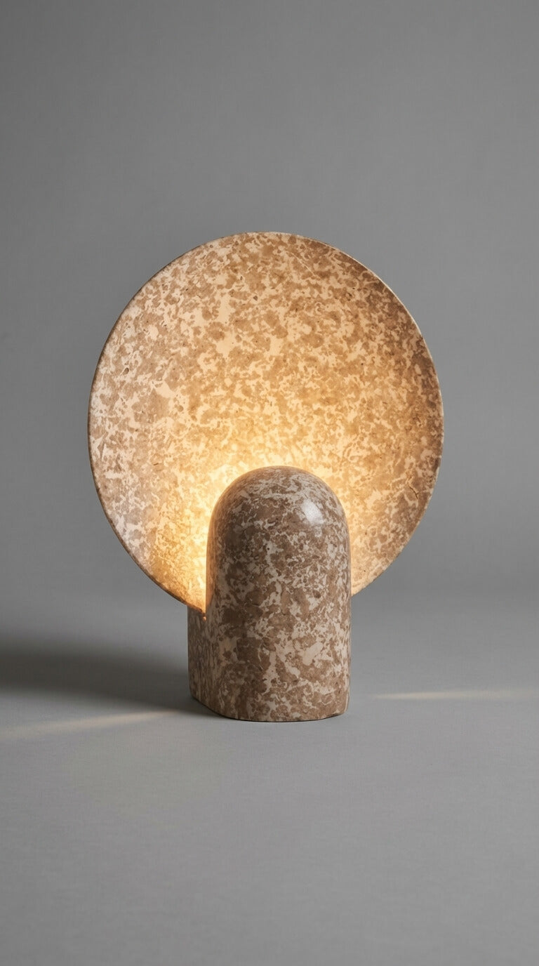 Decorative lamp with a textured design on a gray background