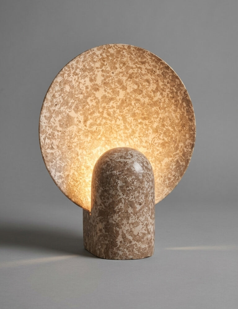 Decorative lamp with a textured design on a gray background