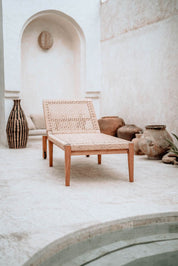 Lunan teak wood sun lounger with adjustable backrest and convenient wheels for outdoor relaxation