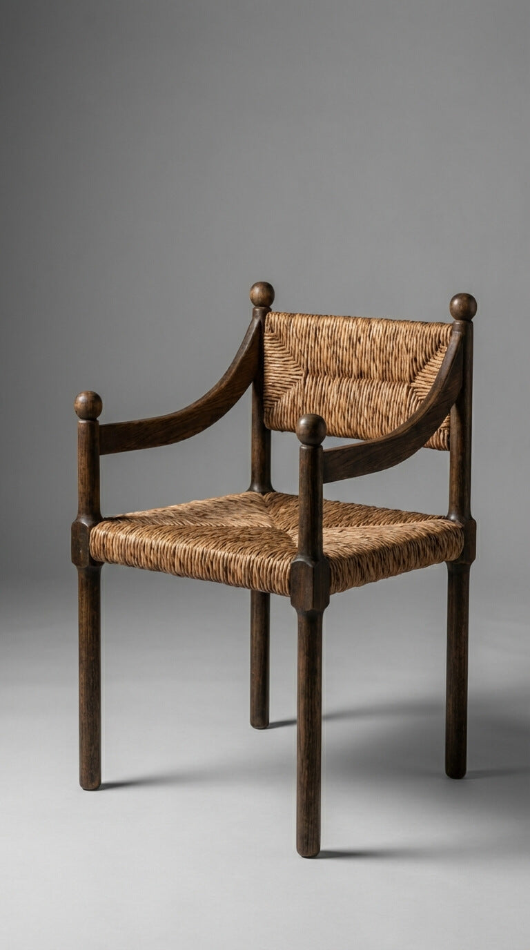 Wood accent chair in contemporary home
