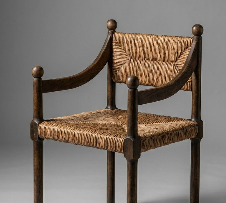 Wood accent chair in contemporary home
