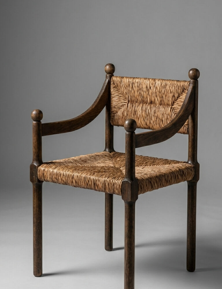 Wood accent chair in contemporary home
