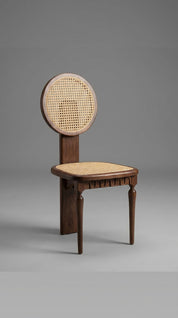 Teak wood dining chair in contemporary setting
