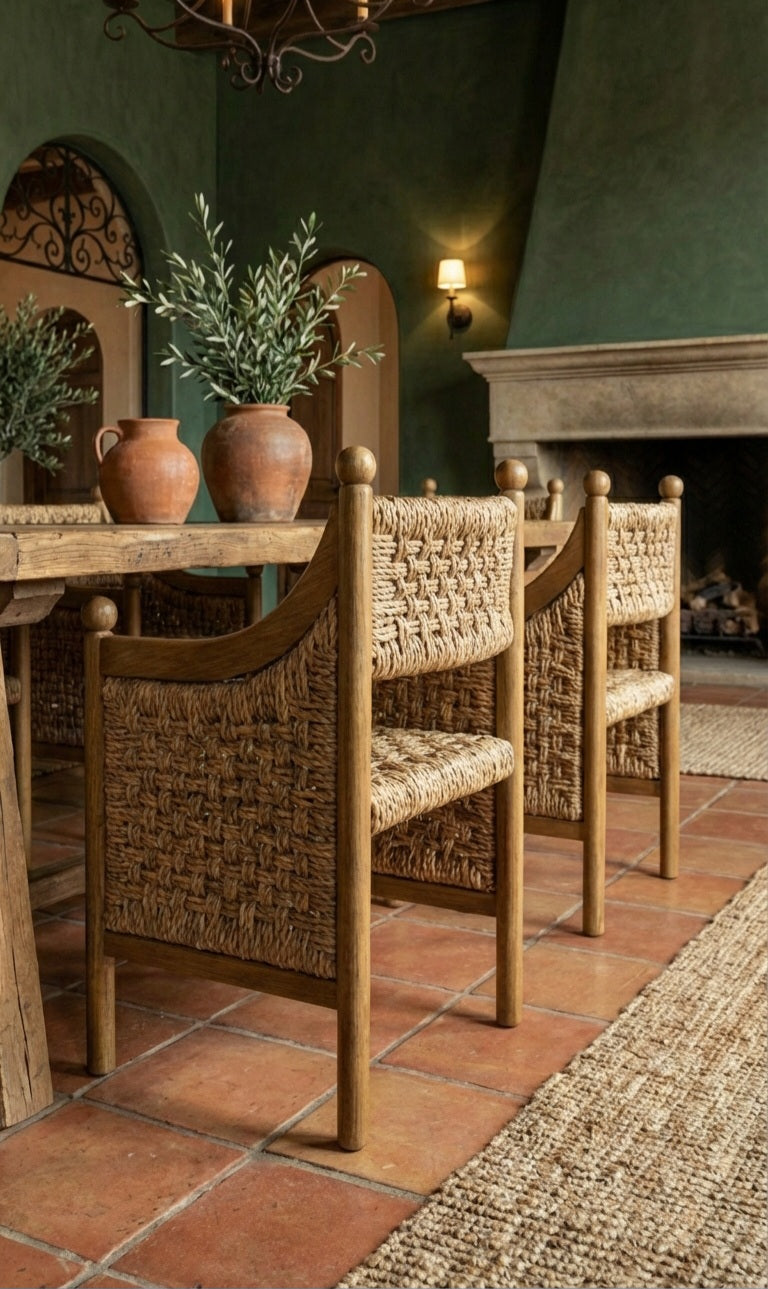 Teak wood chair with visible natural grain
