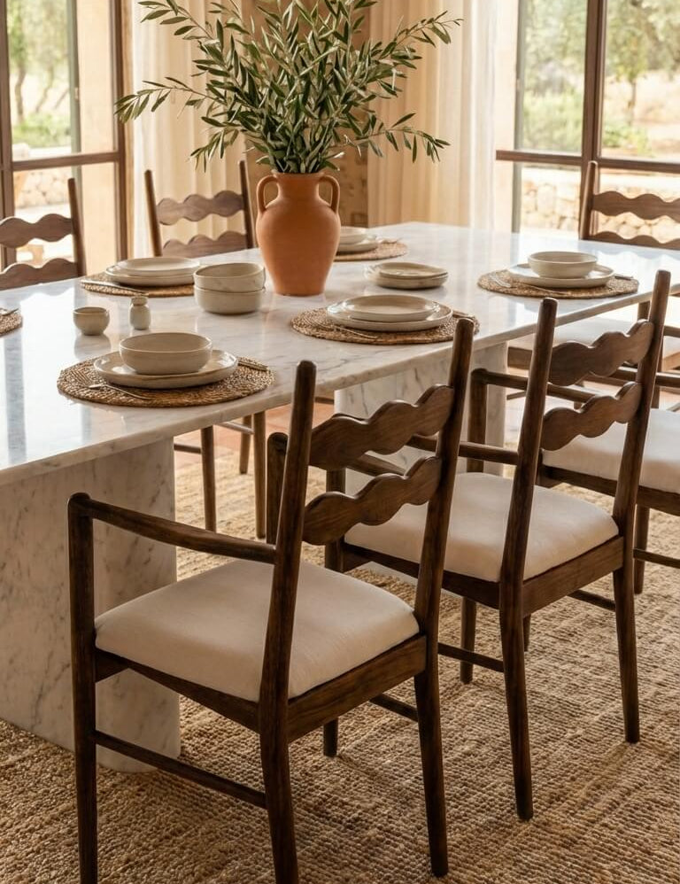 Organic teak wood chair with natural finish
