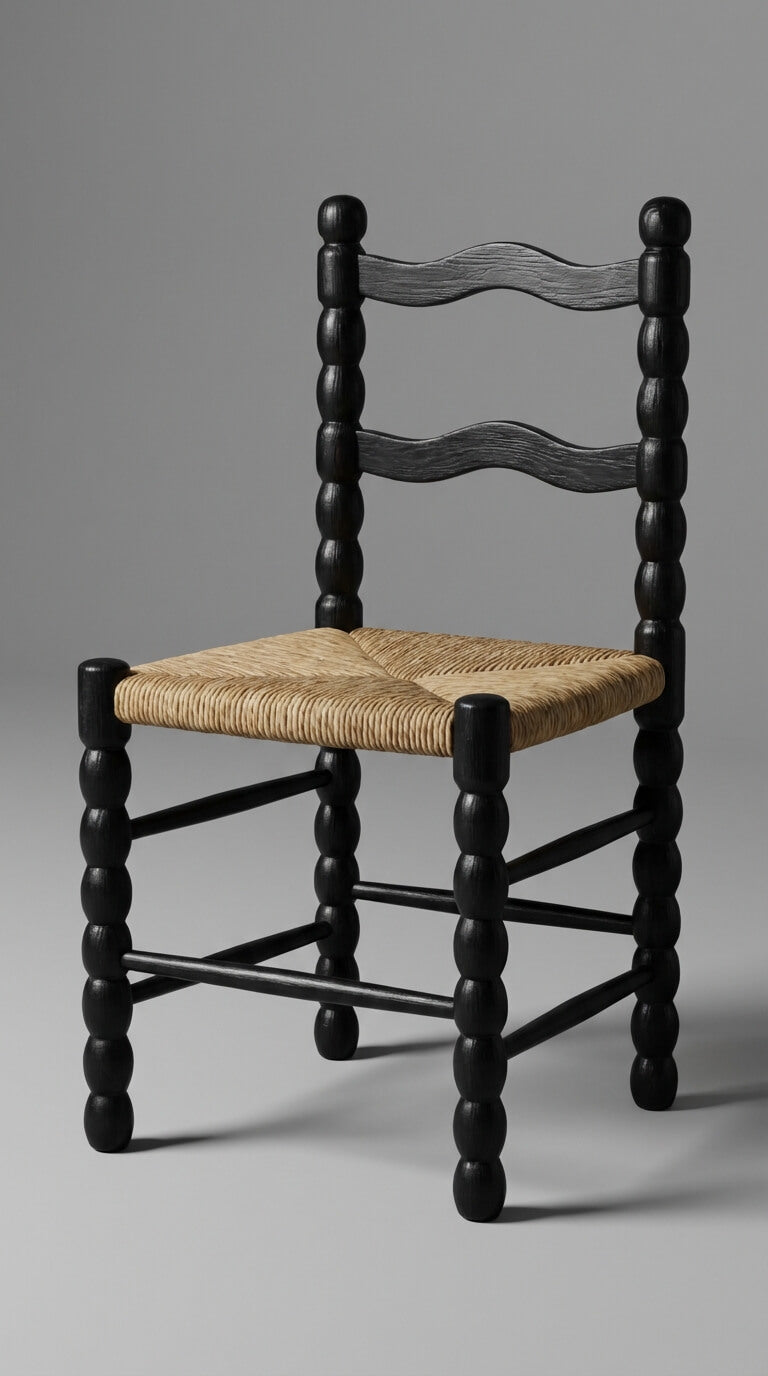 Organic teak wood chair with natural black finish