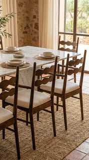 Solid teak wood dining chair with refined edges
