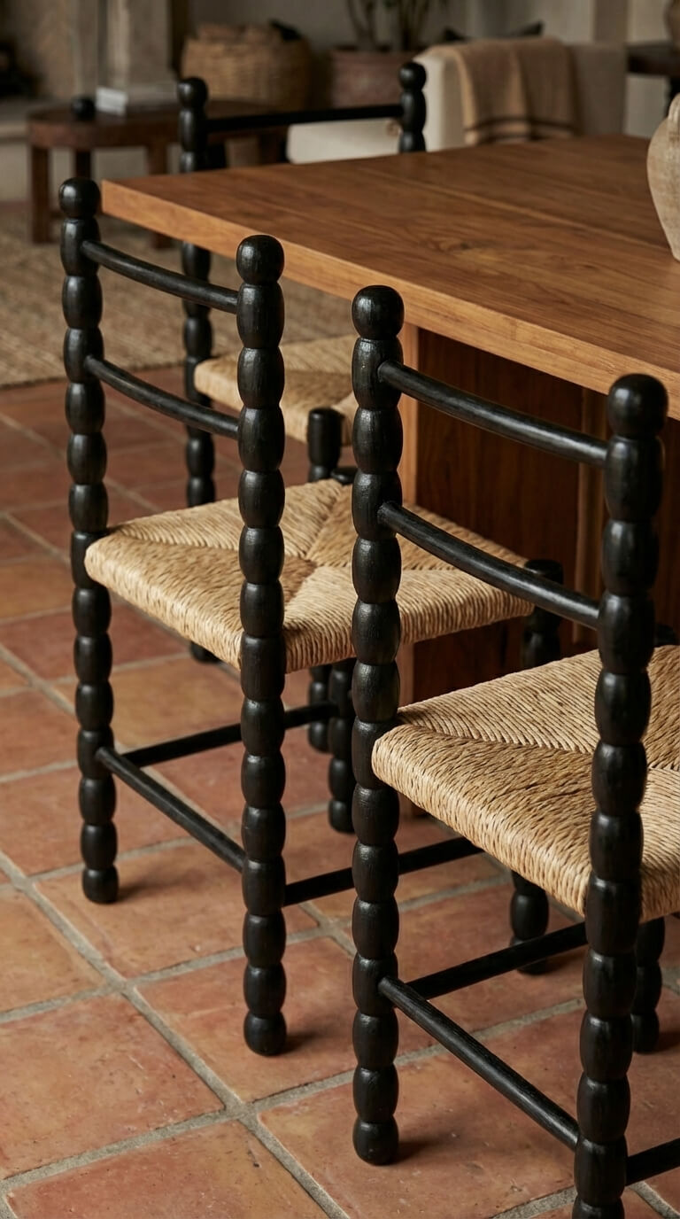 Teak wood dining chair with sturdy construction
