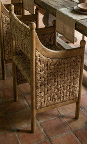  teak wood armchair with hand-woven seagrass seat 