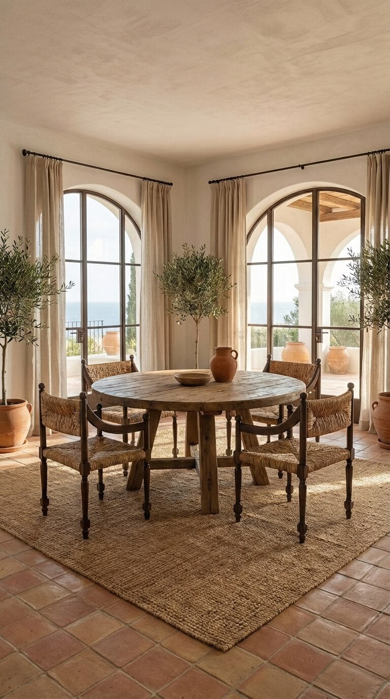 Teak wood accent chair in modern living room
