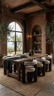 Teak wood chair in modern interior setting