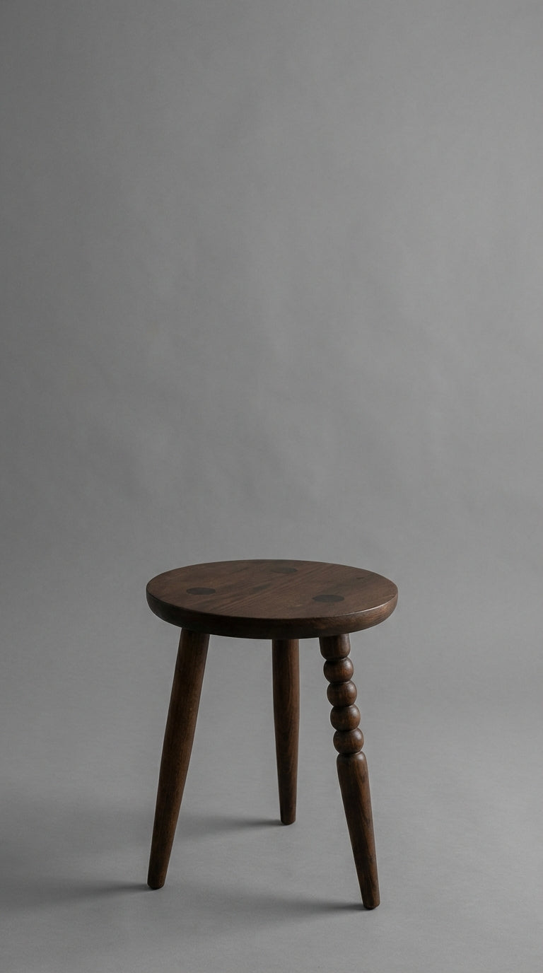Solid teak wood stool chair with natural texture