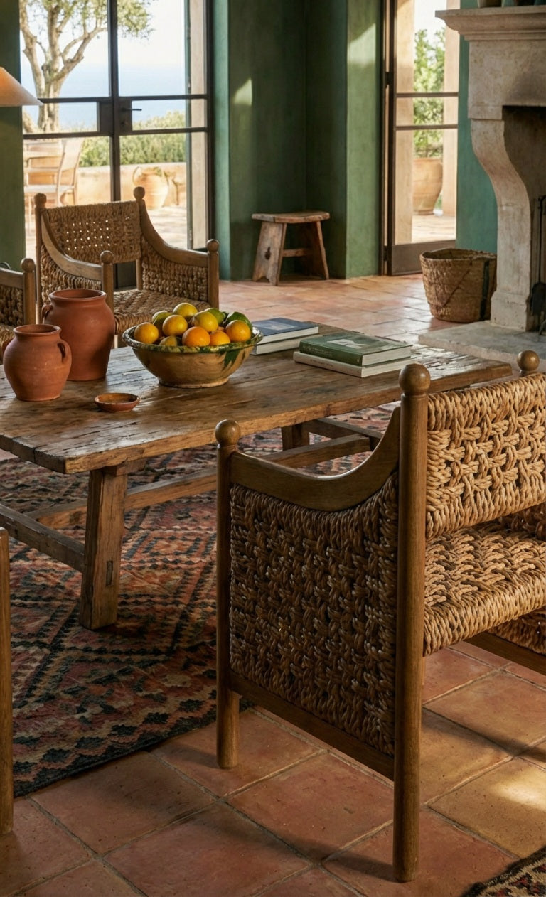 Solid teak wood armchair with natural texture