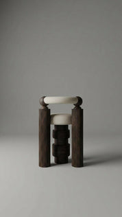 Modern teak wood chair in coastal-inspired room
